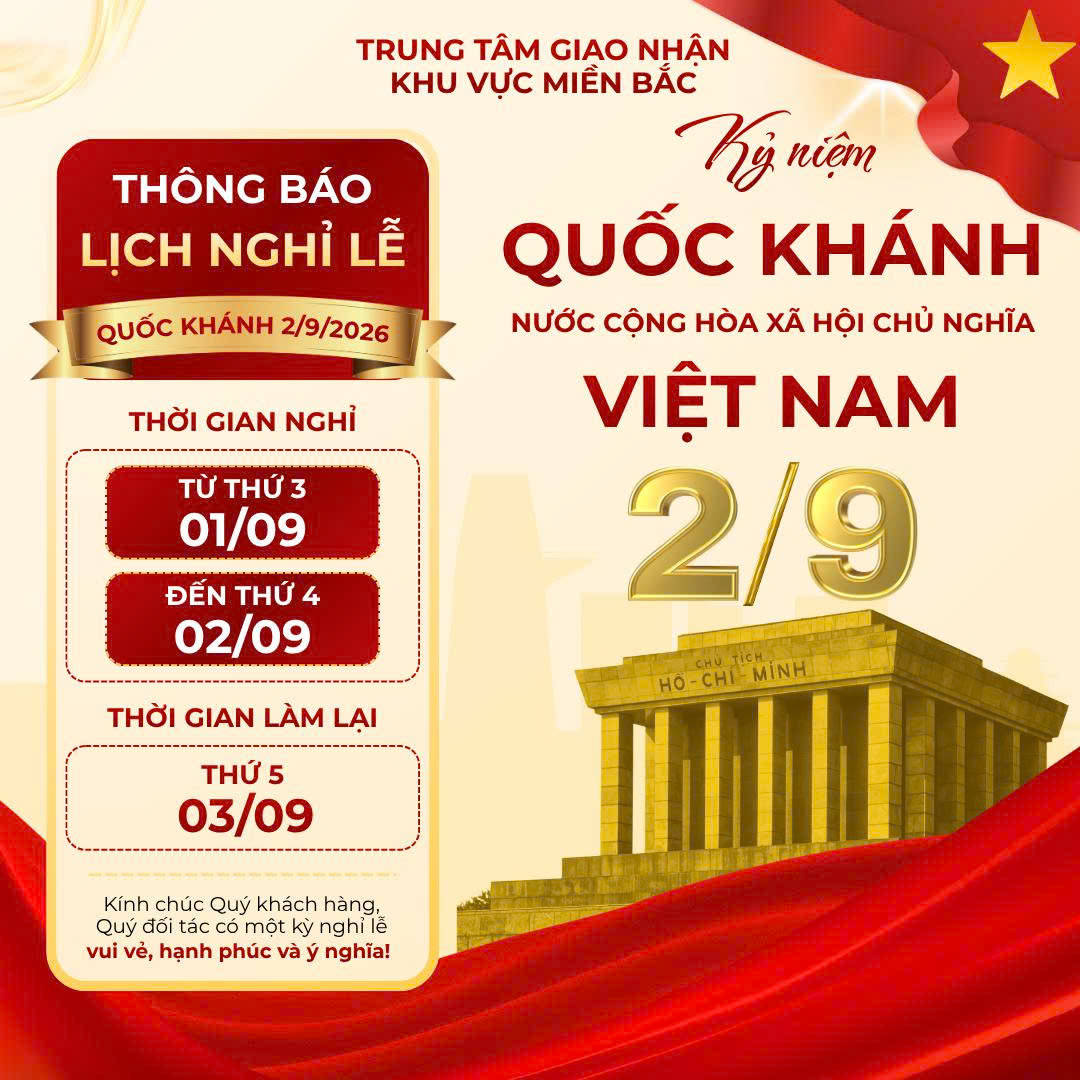 Thông báo nghỉ lễ Quốc Khánh 02-09 -2026