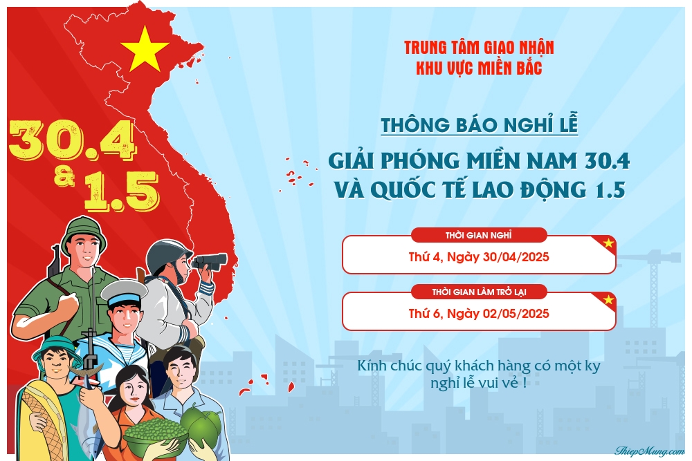 Thông báo nghỉ lễ 30/04 - 01/05 năm 2025